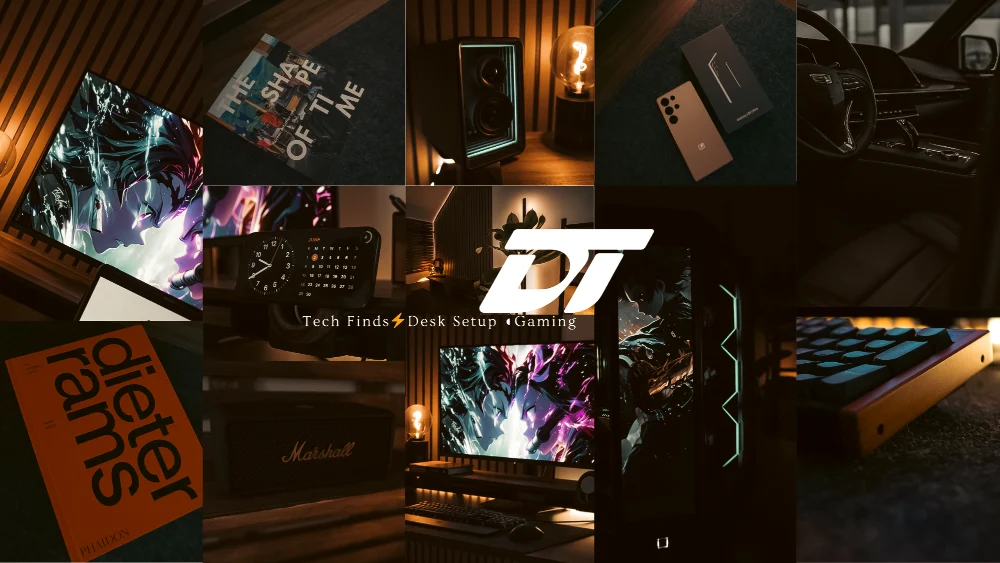 Dimitris Tech Finds, Desk Setup, and Gaming YouTube collage