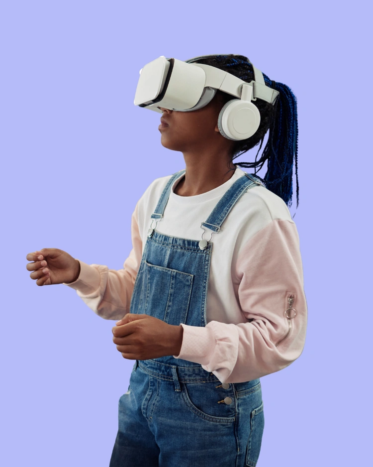 Girl exploring a VR experience
