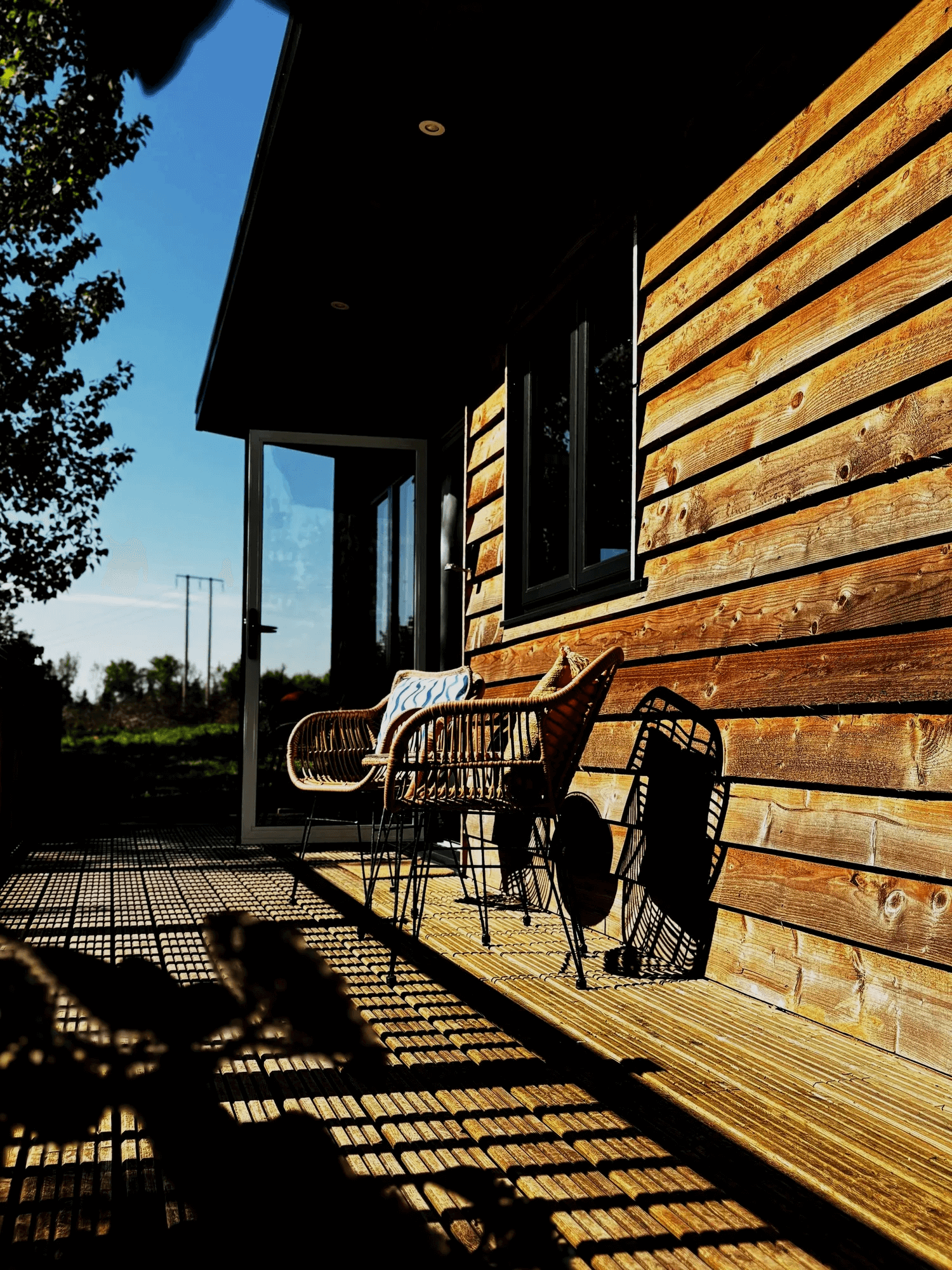Timber lodge with a sunny deck