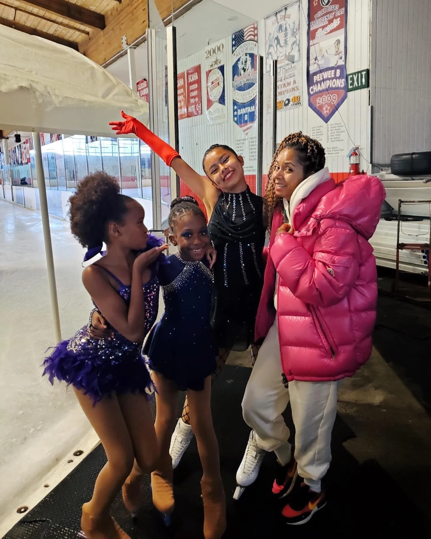 Figure skater extending into a spiral