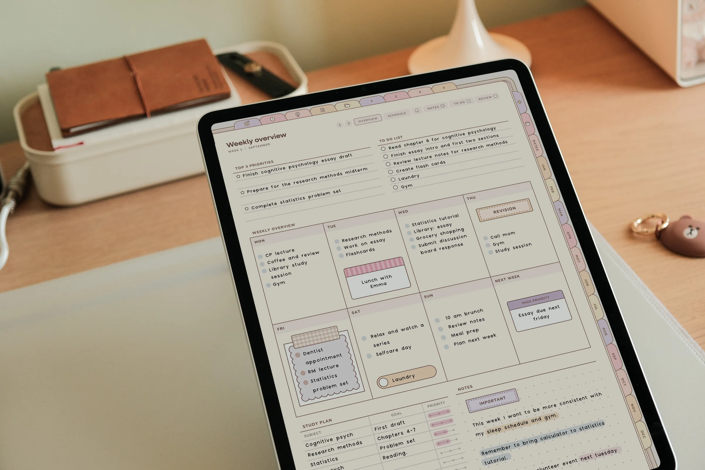 Digital planner spread on iPad