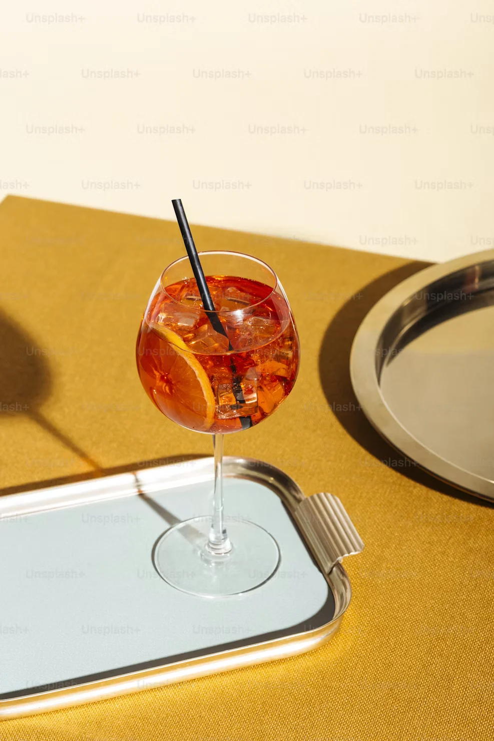 Rhubarb spritz with citrus and sparkling water