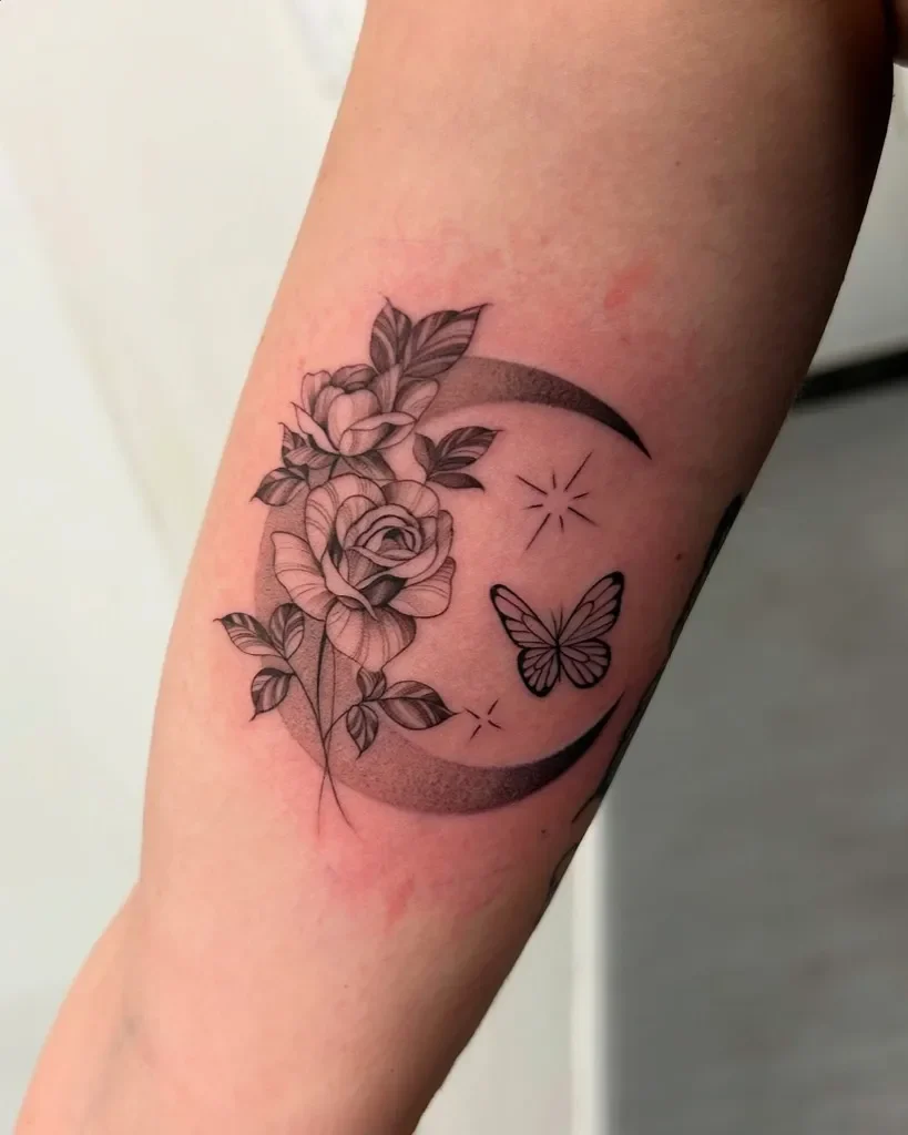 Botanical linework tattoo flash sheet