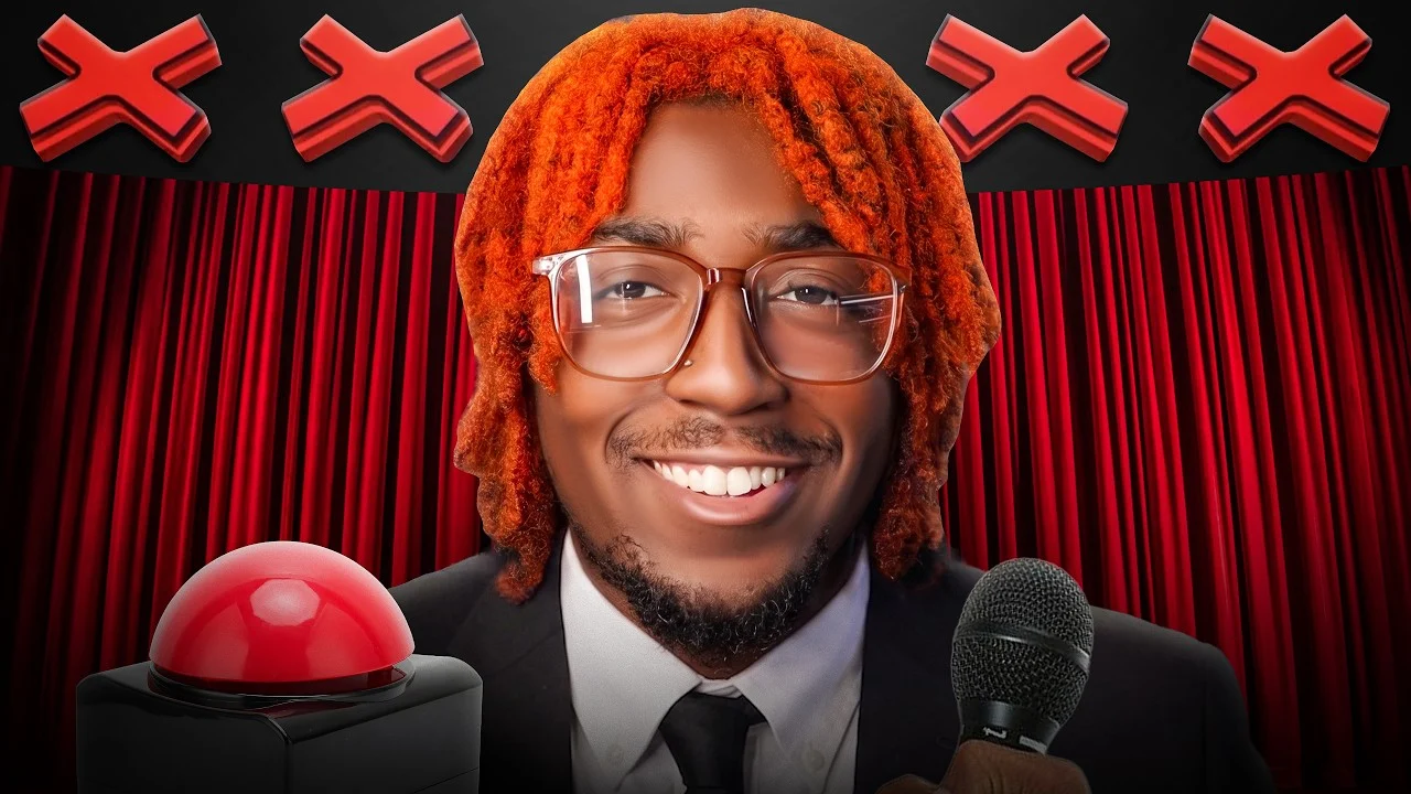 tnickelss on a red X Factor-inspired stage in a YouTube video thumbnail
