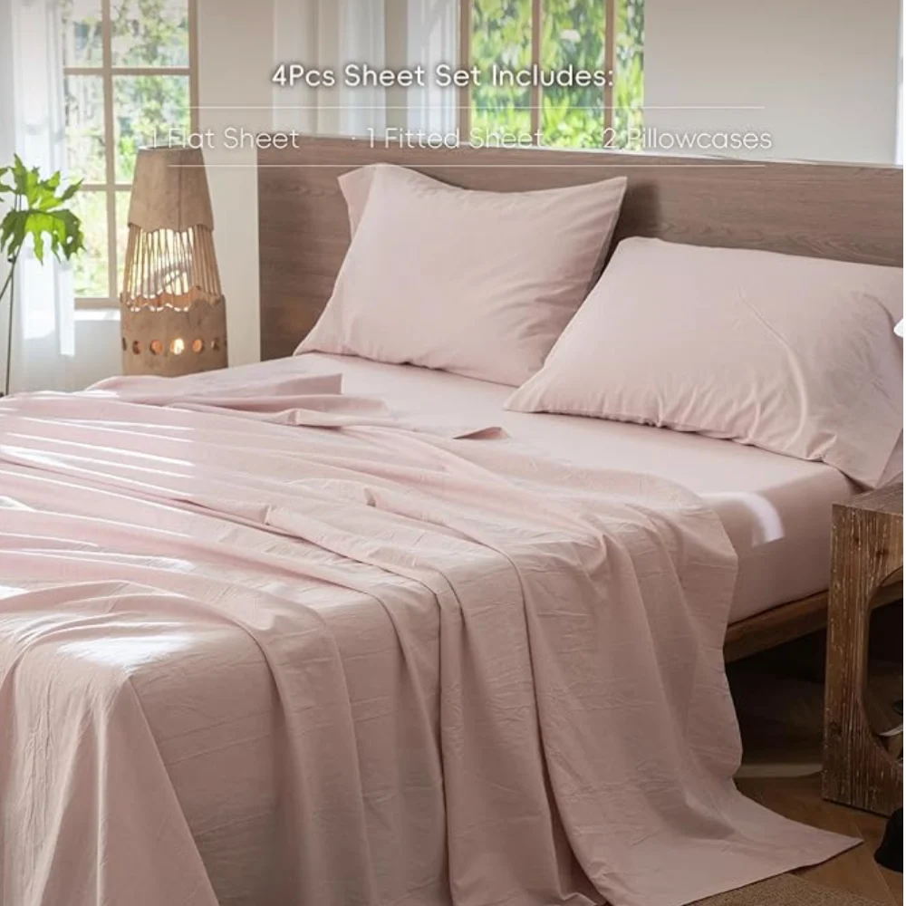 Washed Cotton Pink Bedsheets from Amazon