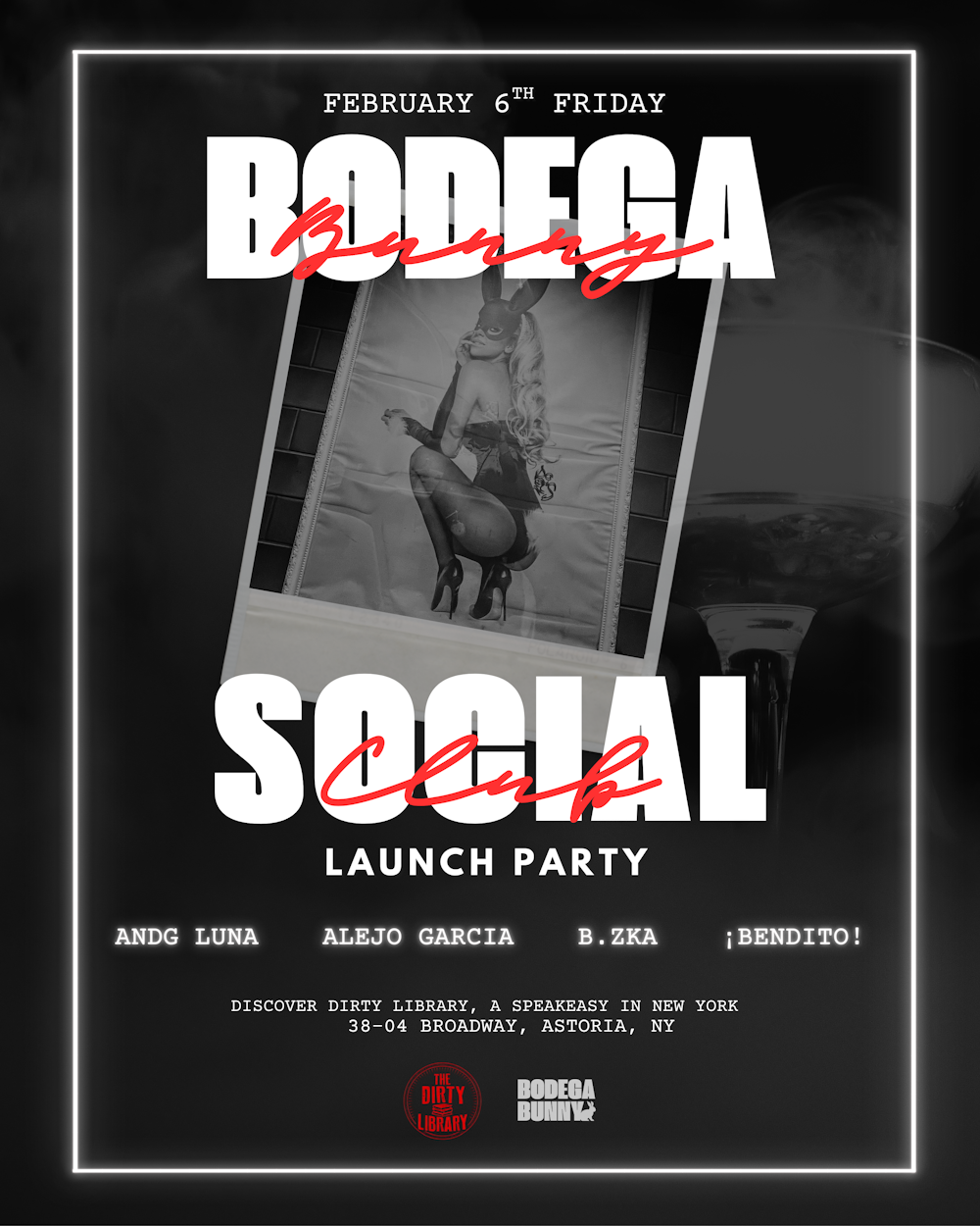 Flyer for Bodega Bunny launch party