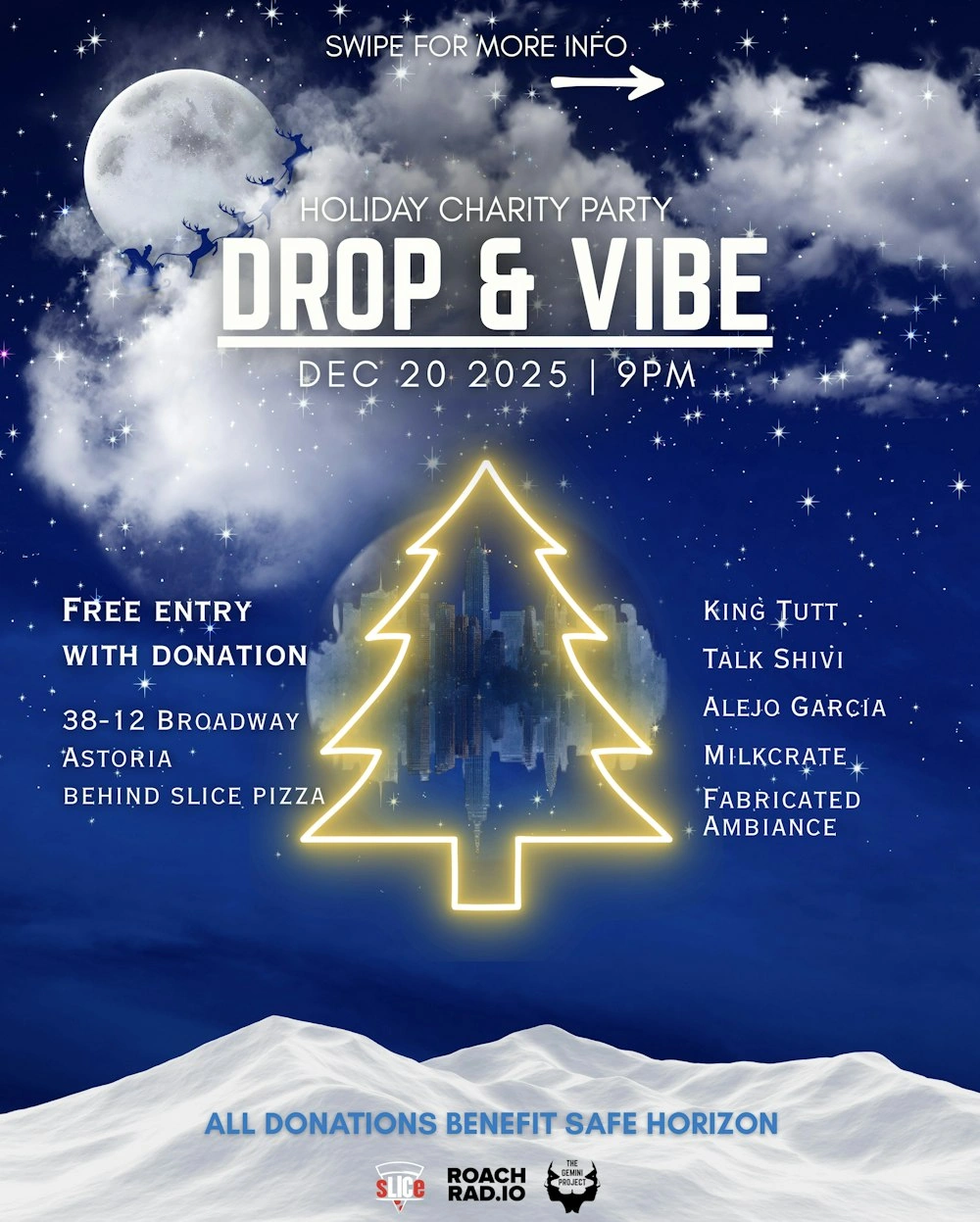 Flyer for Drop & Vibe charity drive