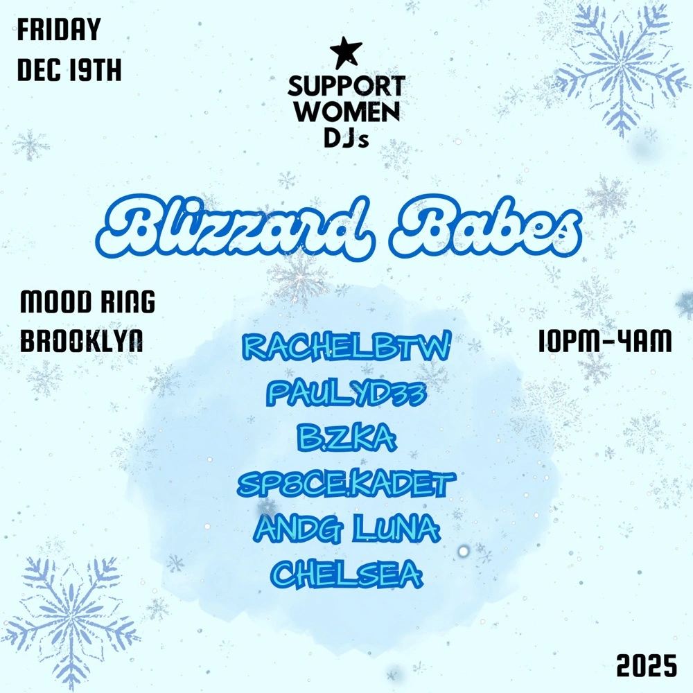 Flyer for Blizzard Babes at Mood Ring