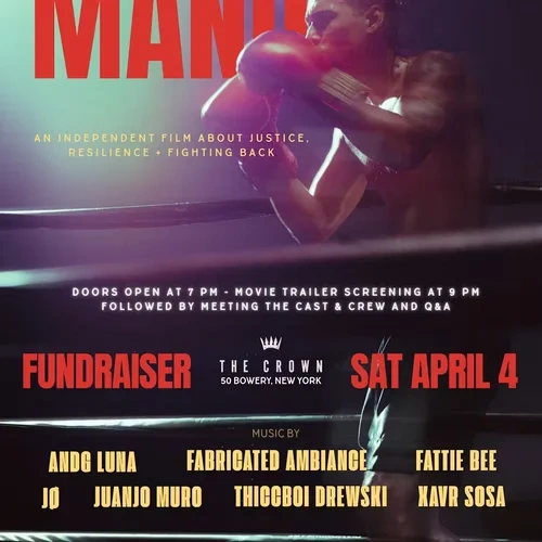 Flyer for MANO post-production fundraiser