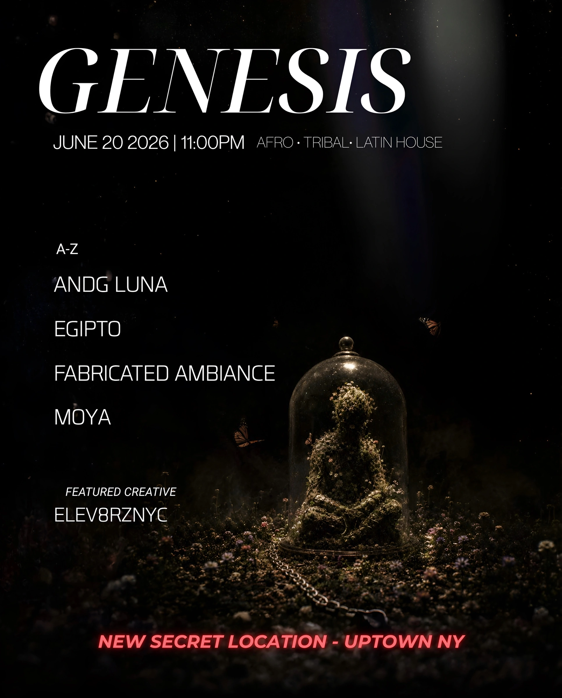 Flyer for Genesis at Bomba Lounge