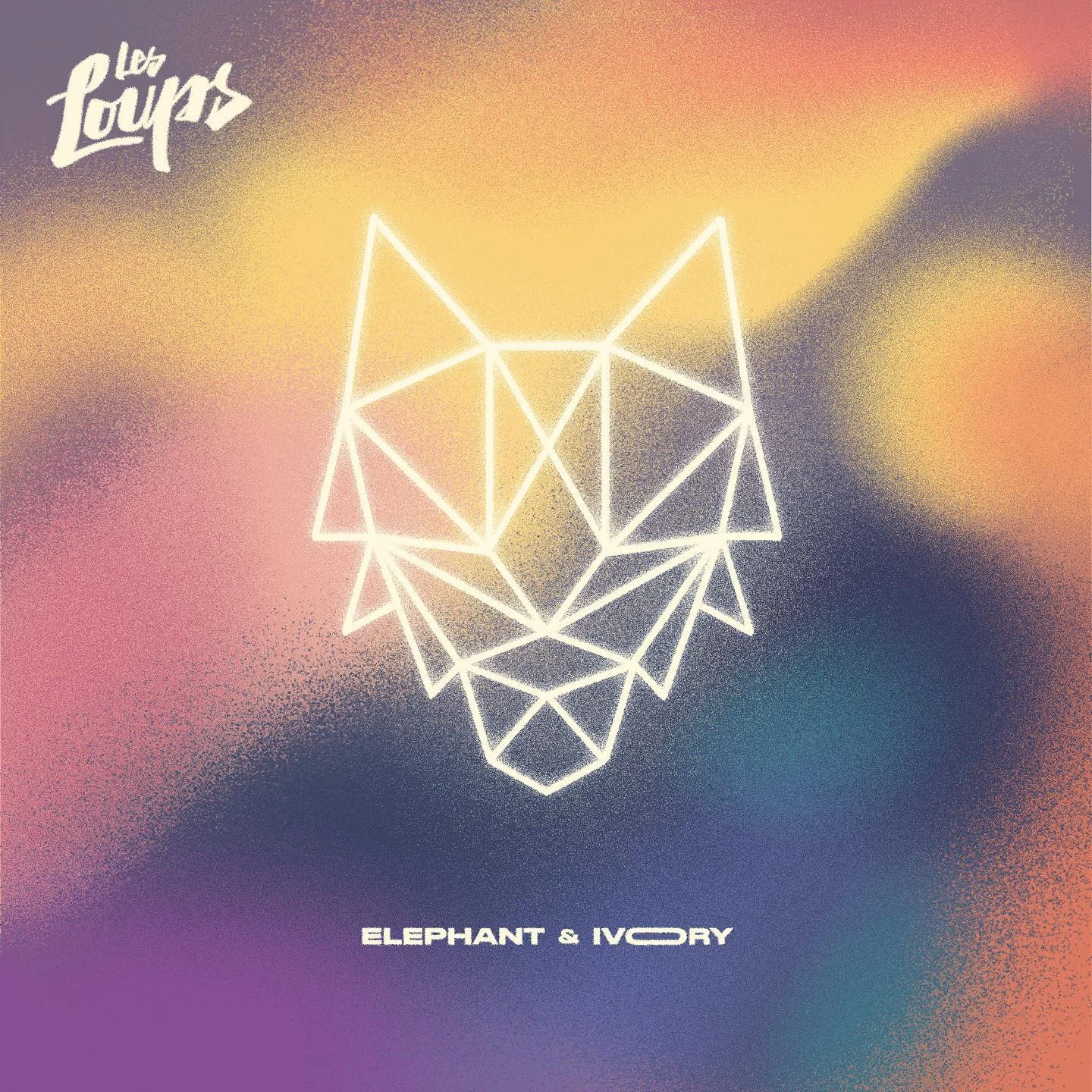 Elephant & Ivory artwork with a geometric wolf outline