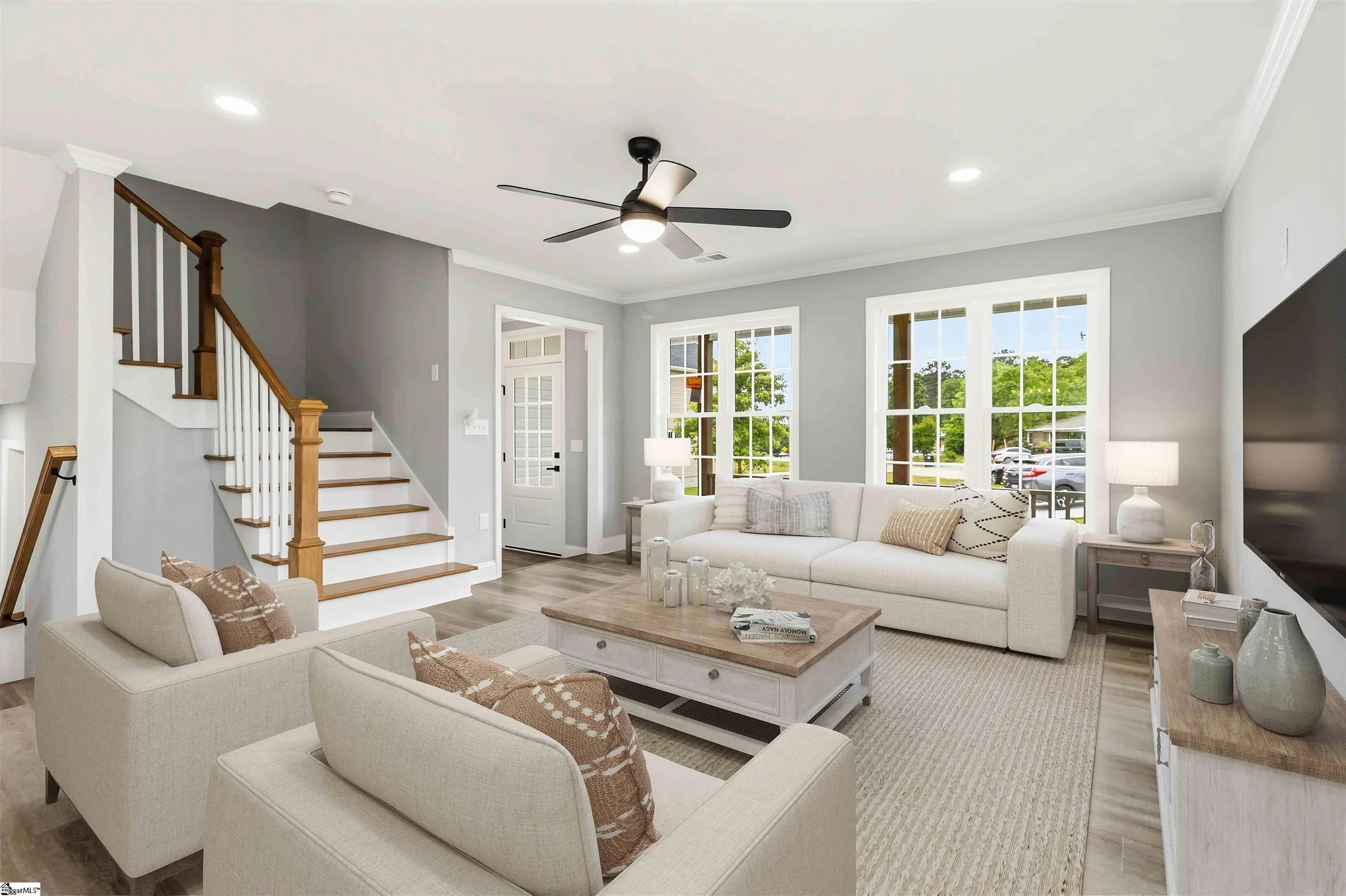 Bright staged living room