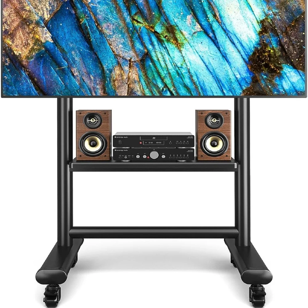 Rolling mobile TV stand