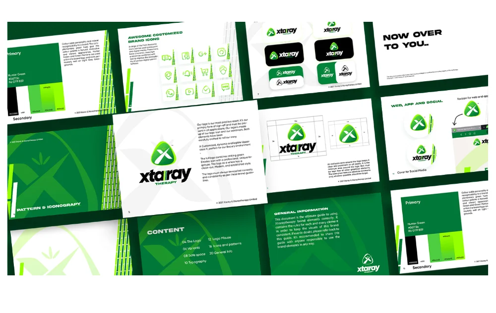 Xtaray green brand identity system