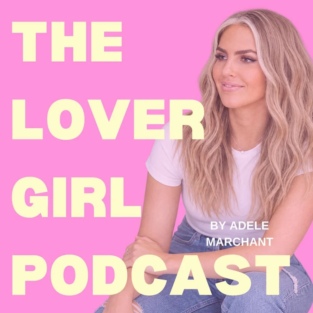 Pink cover artwork for The Lover Girl Podcast with Adele Marchant