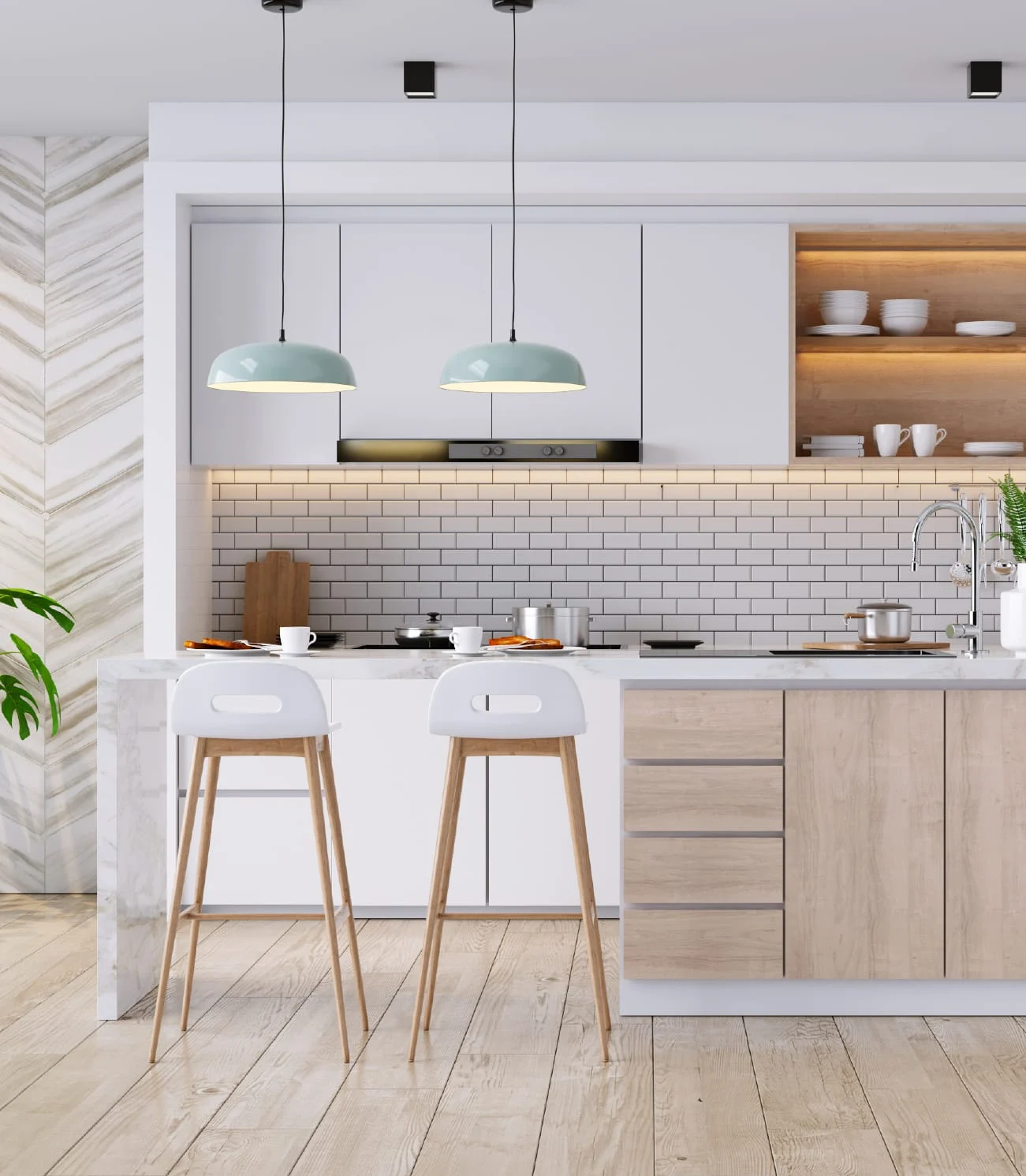 Bright modern kitchen in a North Carolina home