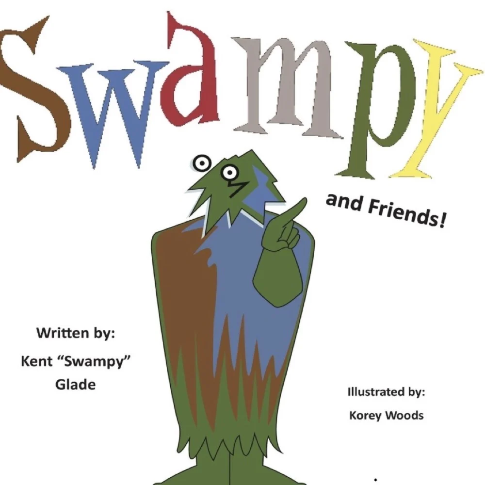 Swampy and Friends book cover with the illustrated SWAMPY character