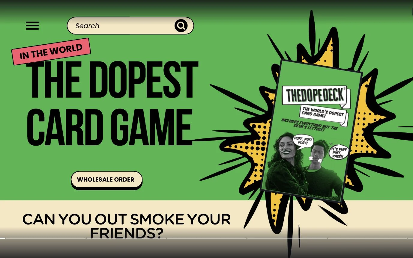 The Dope Deck cannabis card game landing-page artwork