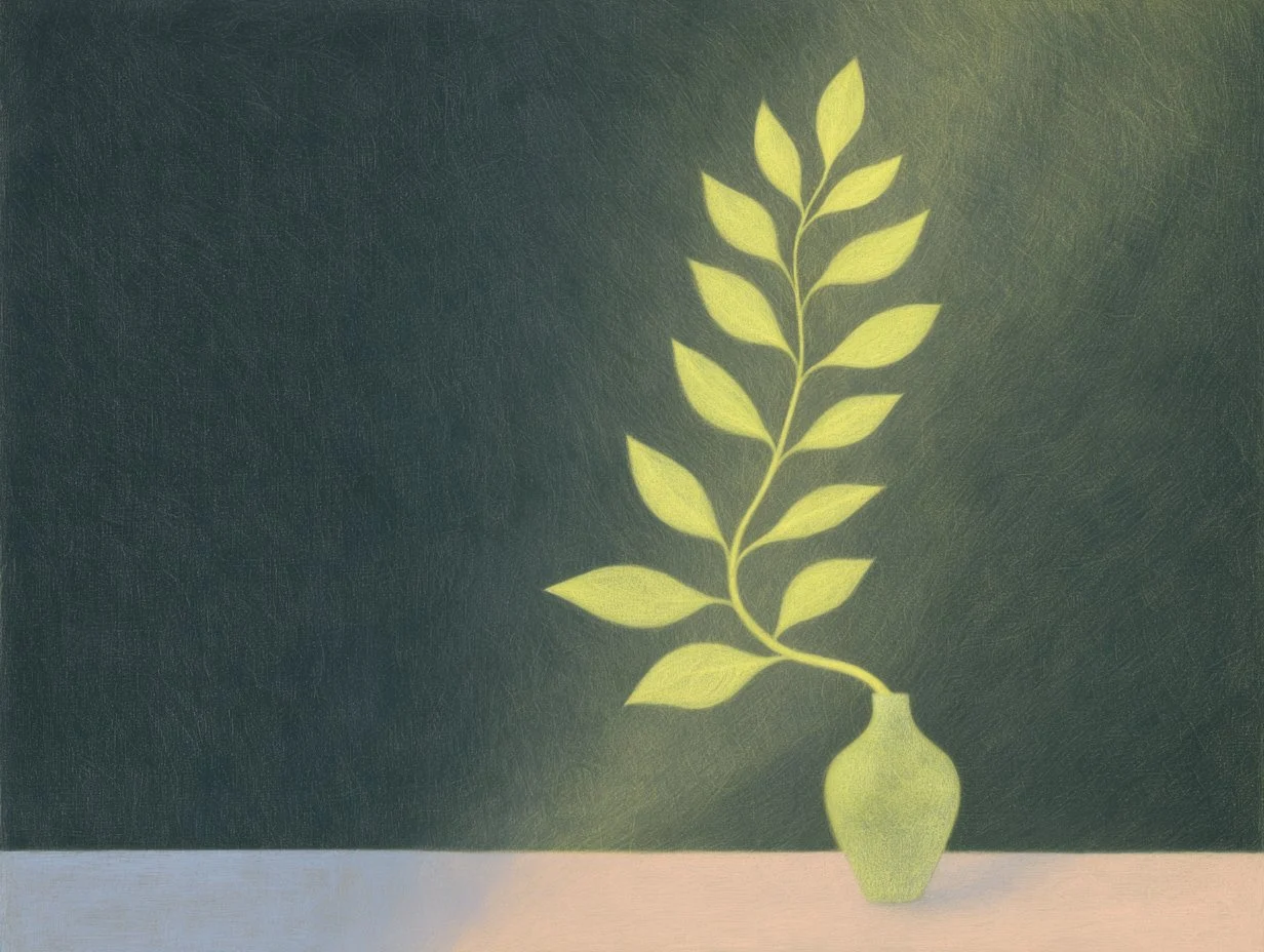 A vase with yellow foliage