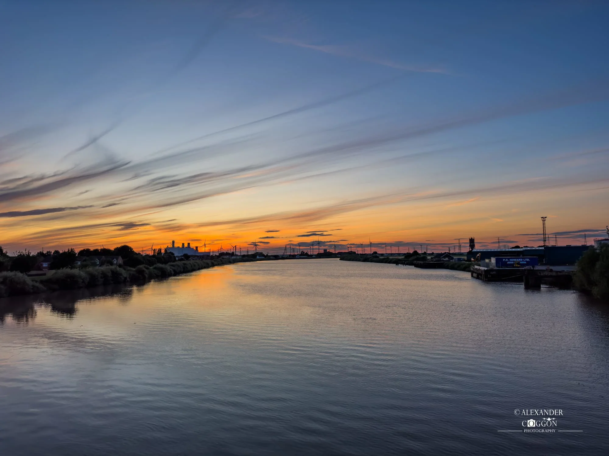 Sunset reflected on still water