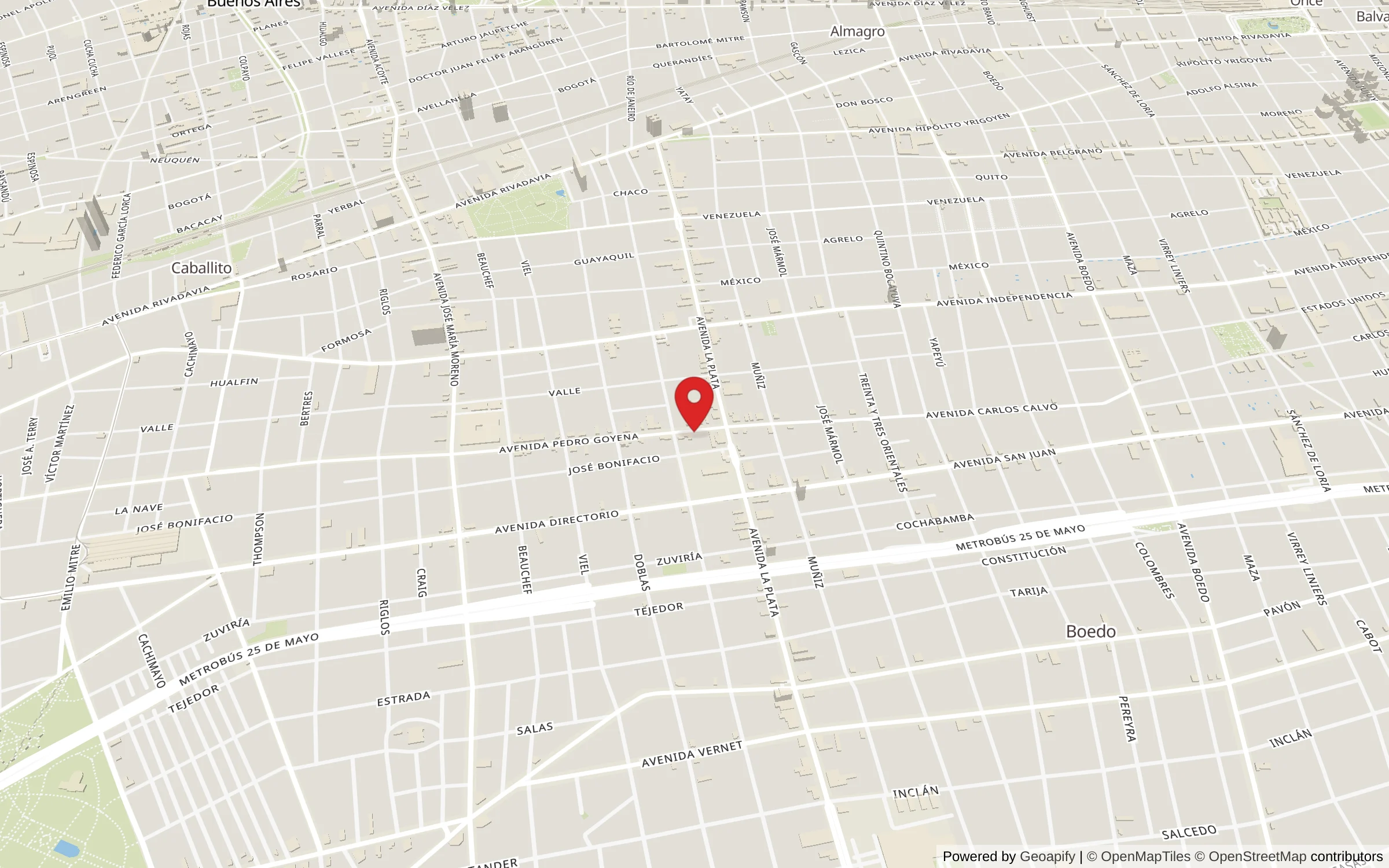 Map showing Avenida Pedro Goyena 60, Caballito, C1235 ABE Buenos Aires, Argentina